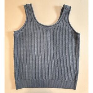 Market & Spruce Women's Blue Ribbed Knit Tank Top Size Medium